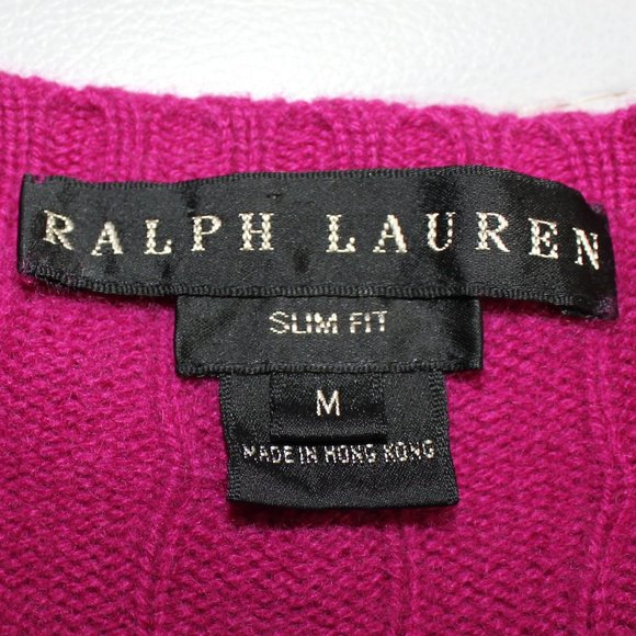 Ralf Lauren Knit  Sweater 100% Cashmere Round Neck Slim  fit  Pink  Medium - Picture 6 of 8